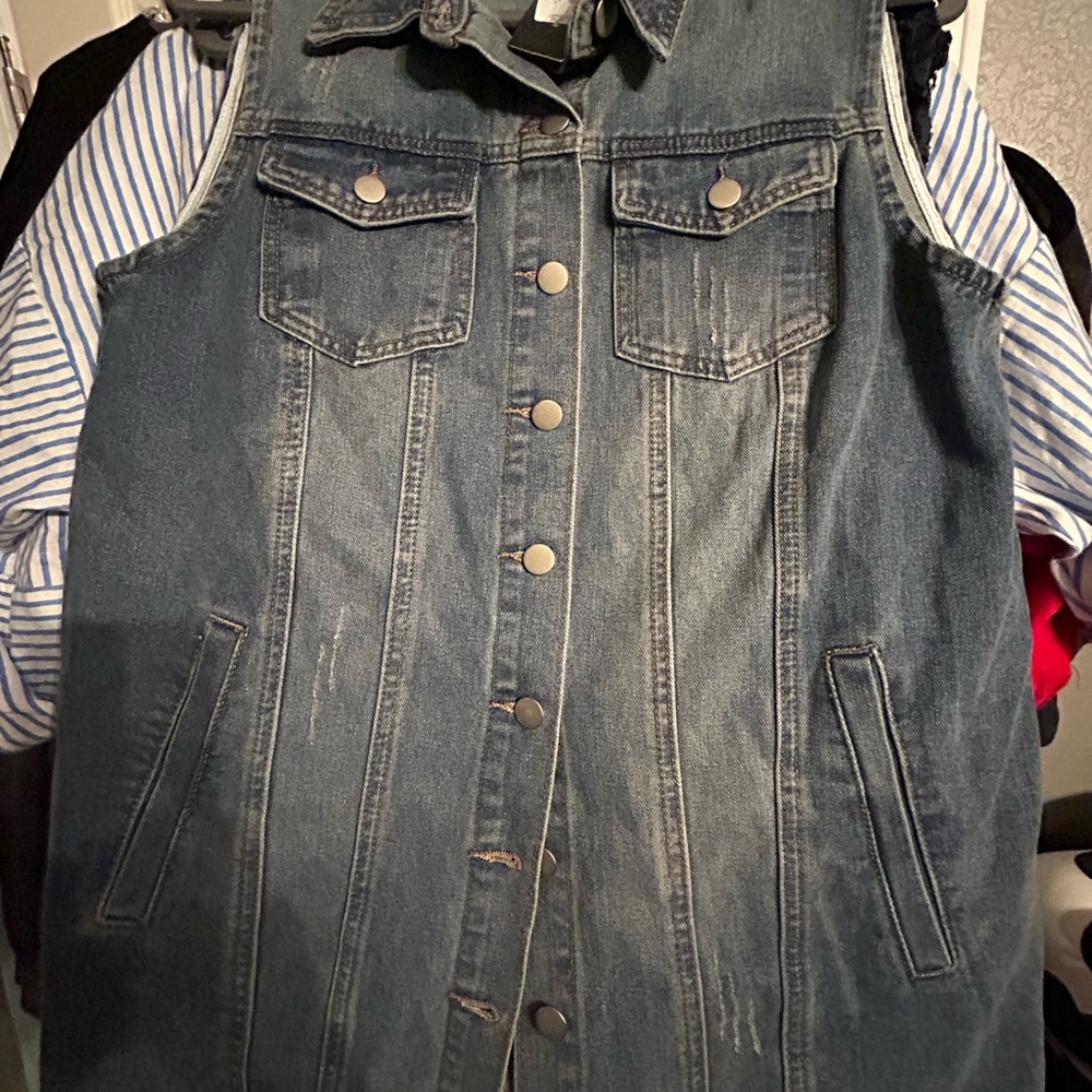 Allegra K Blue Denim Vest - Picture 4 of 6